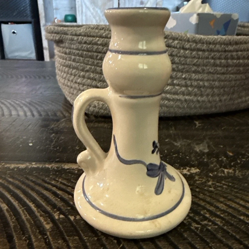 vintage blue/white dutch delft candleholder